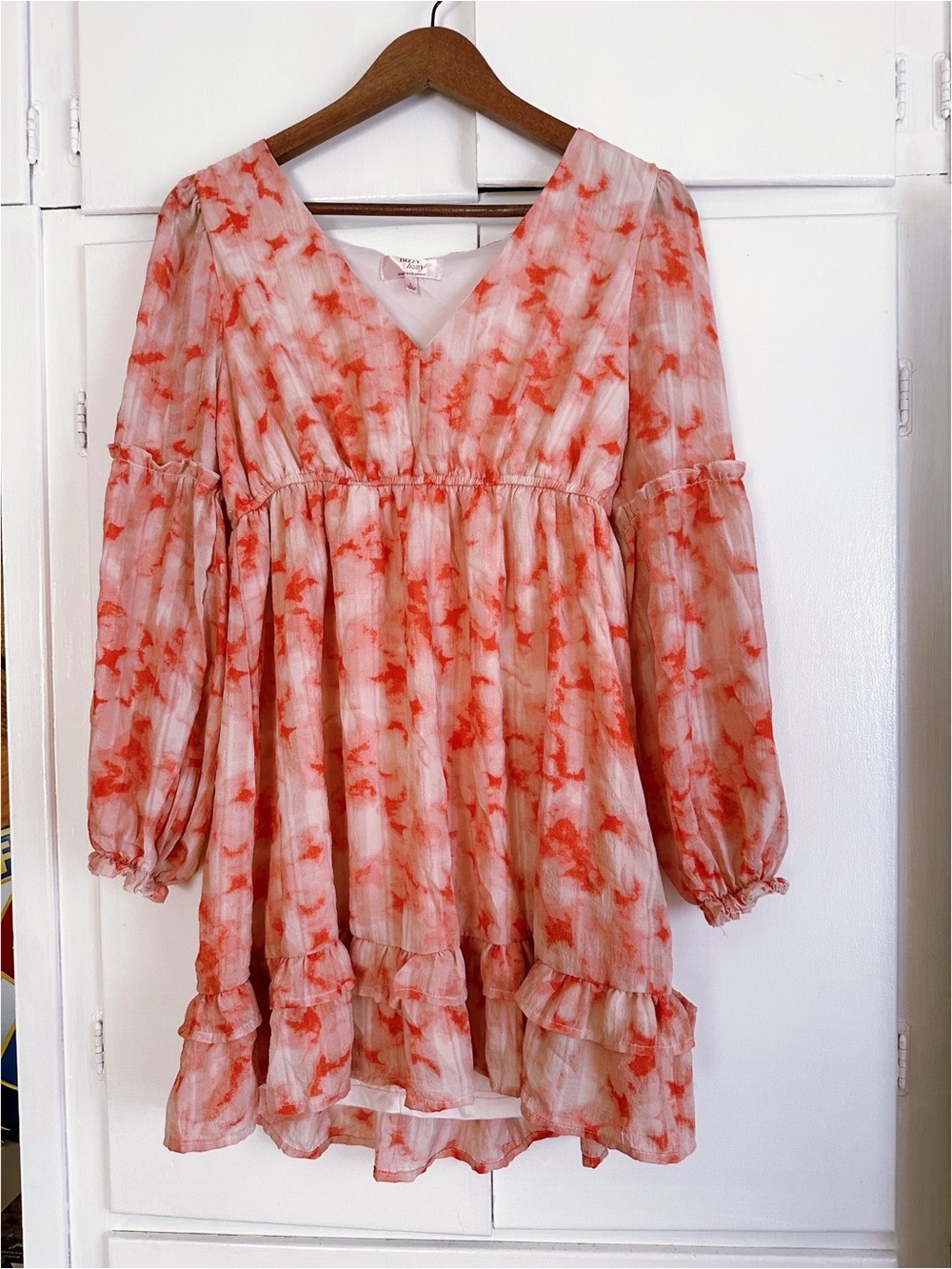 Dizzy Lizzy chiffon pink babydoll mini dress